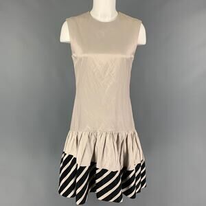 STELLA McCARTNEY Size 6 Beige Black Cotton Cupro Sleeveless Dress